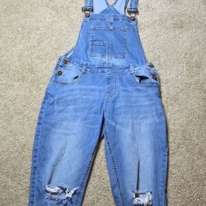 Black Label C'EST TOI Distressed Denim Overalls-Size M